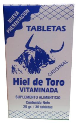 HIEL DE TORO VITAMINADA 30 TAB Auxiliar en Gastritis, Colitis