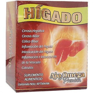 Hígado ajo y omega 60 tabletas Ayuda Inflamacion de Higado y Visicula